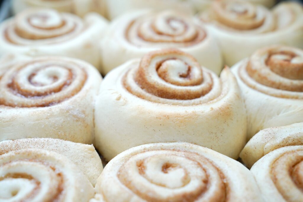 Cinnamon rolls right as they come out of the oven